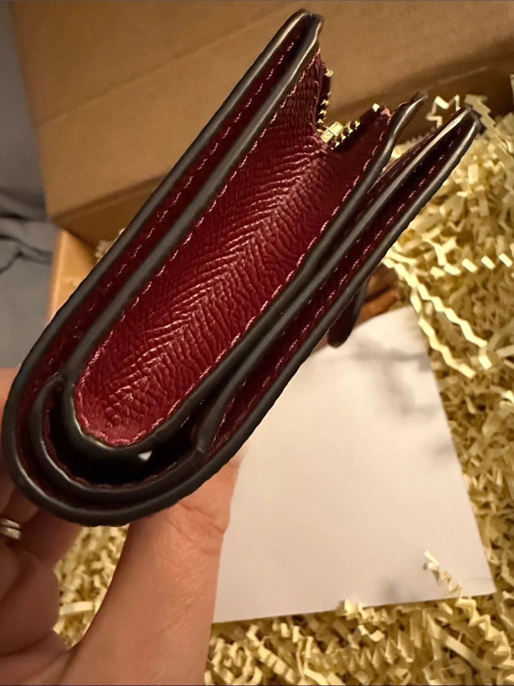 Coach Red Saffiano Leather Snap Wallet with Gold Logo